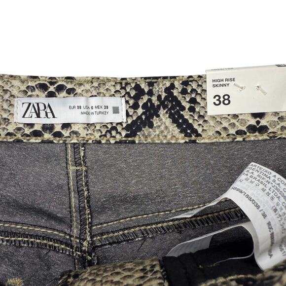 NWT ZARA High Rise Skinny Pant Size 6 Python Print - Picture 5 of 8